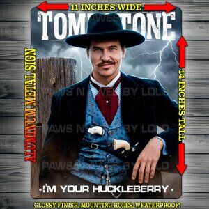 Tombstone - Doc Holiday - Val Kilmer - Huckleberry Metal Sign Wall Art 11x14"